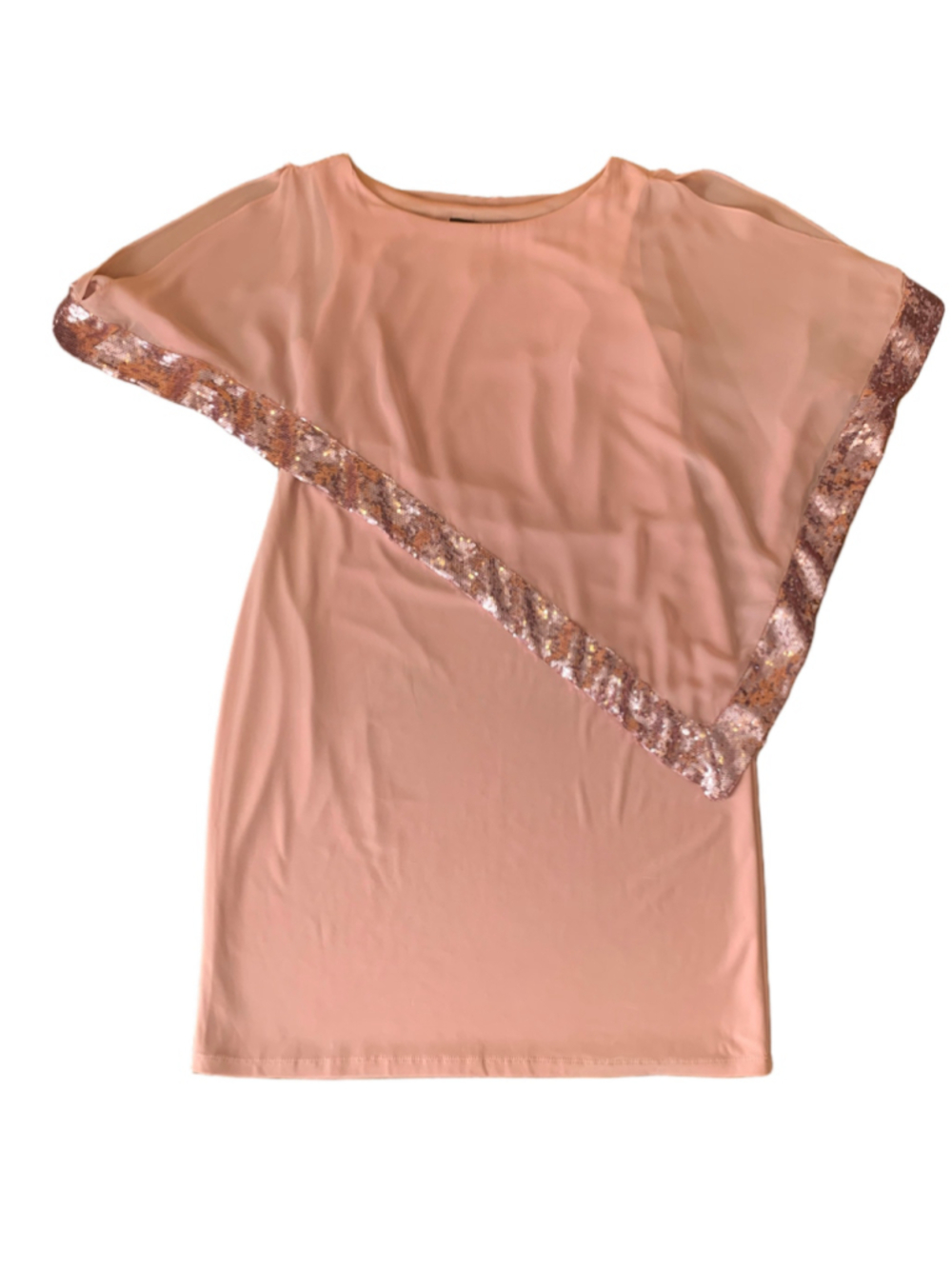 Women's Midnight Velvet Sequin Overlay Mini Dress, Size 12, Pink/Rose Gold